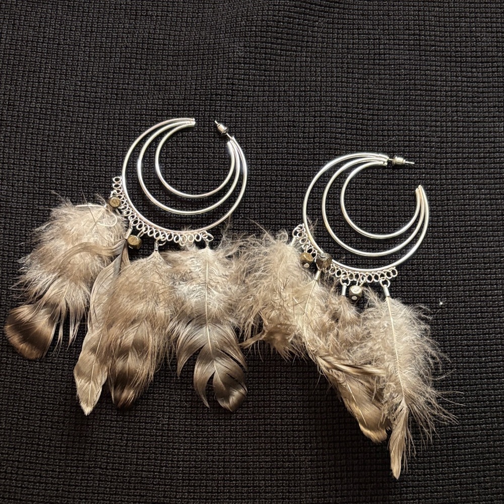 Silver Feather Earrings